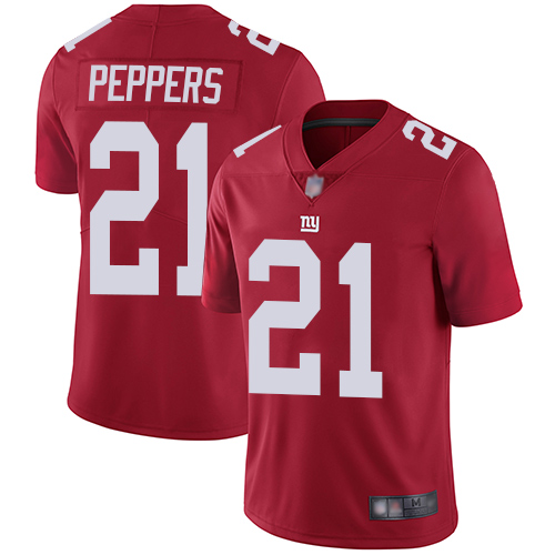 Men New York Giants 21 Jabrill Peppers Red Limited Red Inverted Legend Football NFL Jersey